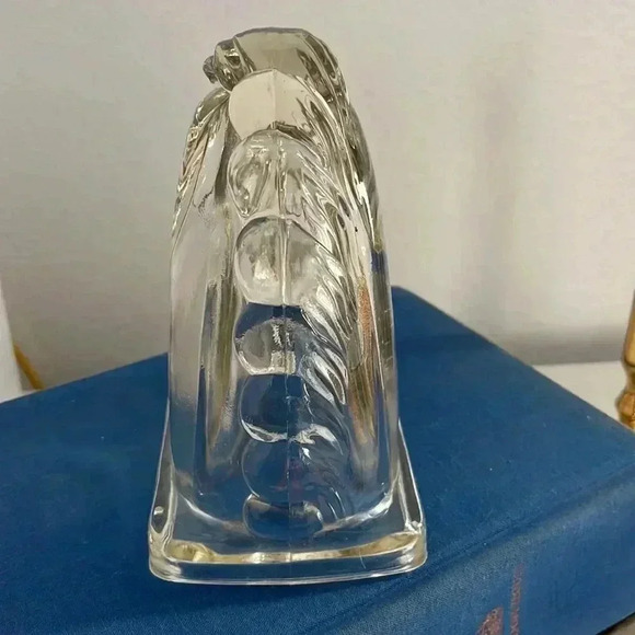Vintage 1950s Federal Glass Horse Head Bookend Clear Art Deco Equestrian - Picture 5 of 5
